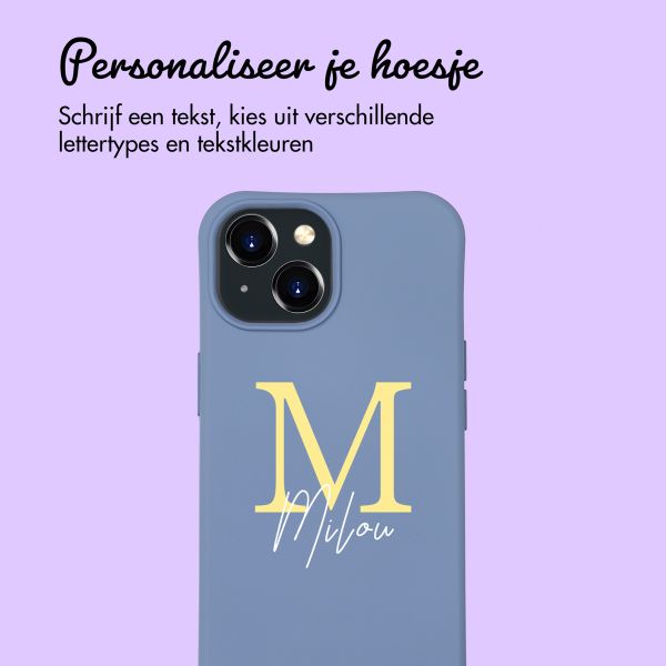 Gepersonaliseerd Color Backcover MagSafe met afneembaar koord en letter  iPhone 15 - Ash Blue