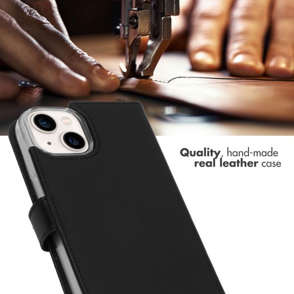 Selencia Genuine Leather Book Case Apple iPhone 14 - Black