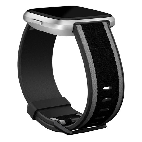 Fitbit Woven band Fitbit Versa / Versa 2 / Versa Lite - Maat L - Grey / Black