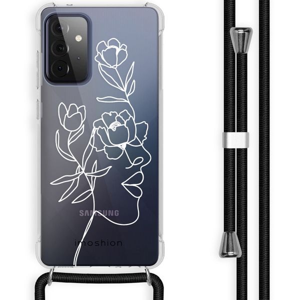 imoshion Design hoesje met koord Samsung Galaxy A72 - Abstract Gezicht Bloem - Transparant