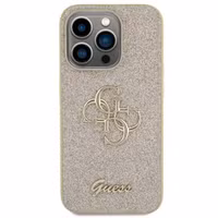 Guess 4G Metal Logo Glitter Backcover Apple iPhone 15 Pro - Goud