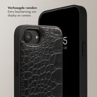 Selencia Nova Croco Telefoonhoes met Koord en Pashouder Apple iPhone 17e / 16e - Zwart