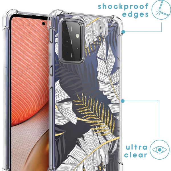 imoshion Design hoesje met koord voor Samsung Galaxy A72 - Bladeren - Zwart / Goud