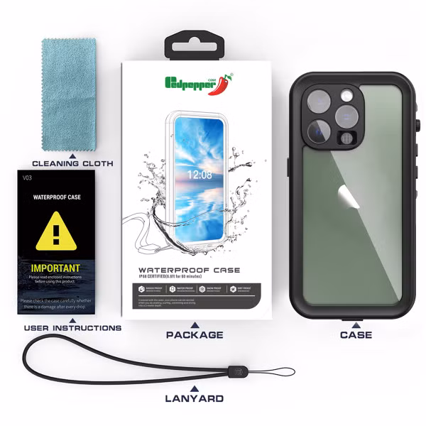 Redpepper Dot Plus Waterproof Backcover Apple iPhone 14 Pro - Zwart