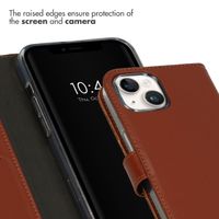 Selencia Genuine Leather Book Case Apple iPhone 15 Plus - Light Brown