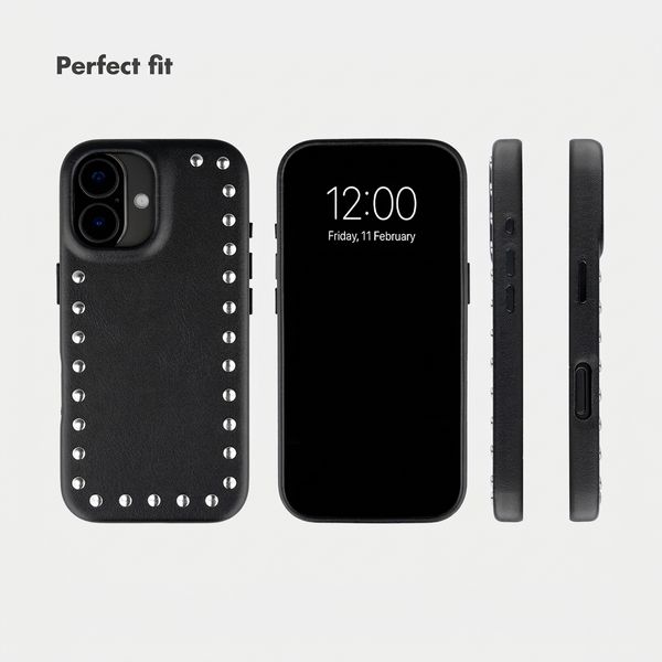 Selencia Studs Back Cover with MagSafe Apple iPhone 16 - Velvet Black