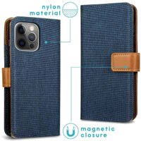 imoshion Luxe Canvas Bookcase iPhone 13 Pro - Donkerblauw