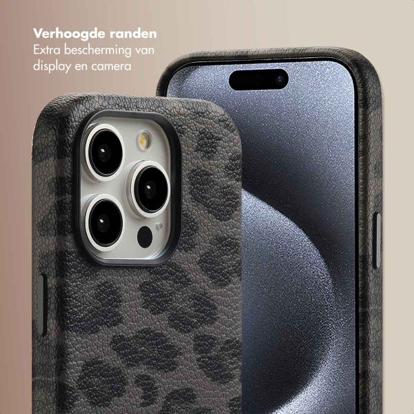 Selencia Sabi Backcover Panterprint met MagSafe Apple iPhone 15 Pro - Midnight Black