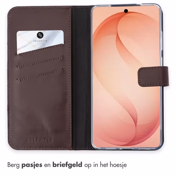 Selencia Echt Leren Bookcase Samsung Galaxy S26 Plus - Bruin