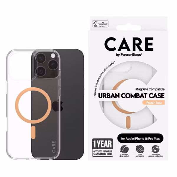 CARE by PanzerGlass Urban Combat Case MagSafe Apple iPhone 16 Pro Max - Peachy