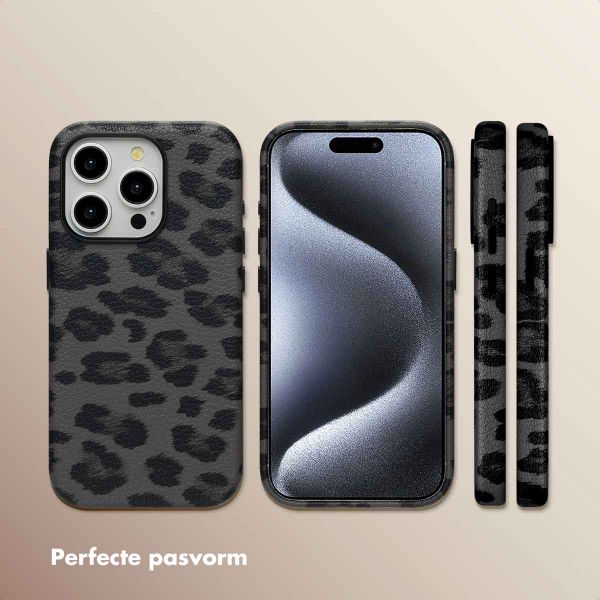 Selencia Sabi Backcover Panterprint met MagSafe Apple iPhone 15 Pro - Midnight Black