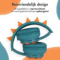 imoshion Kids Dino Bluetooth Headphones - Kinder koptelefoon met decibelbegrenzer - Draadloze koptelefoon + AUX kabel - Petrol Green / Orange