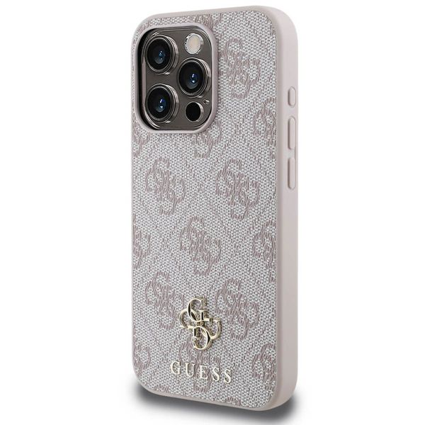 Guess 4G Metal Logo Backcover MagSafe Apple iPhone 15 Pro - Roze