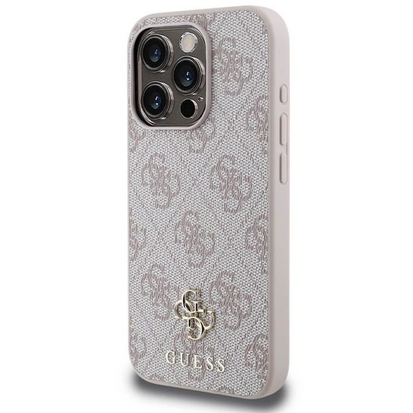 Guess 4G Metal Logo Backcover MagSafe iPhone 15 Pro - Roze