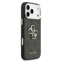Guess 4G Metal Logo Backcover Apple iPhone 17 Pro Max - Silver Edge - Black