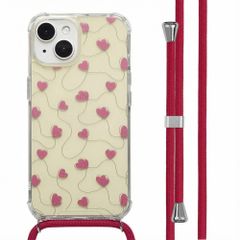 imoshion Design hoesje met koord Apple iPhone 15 - Dusty Rose Connected Hearts