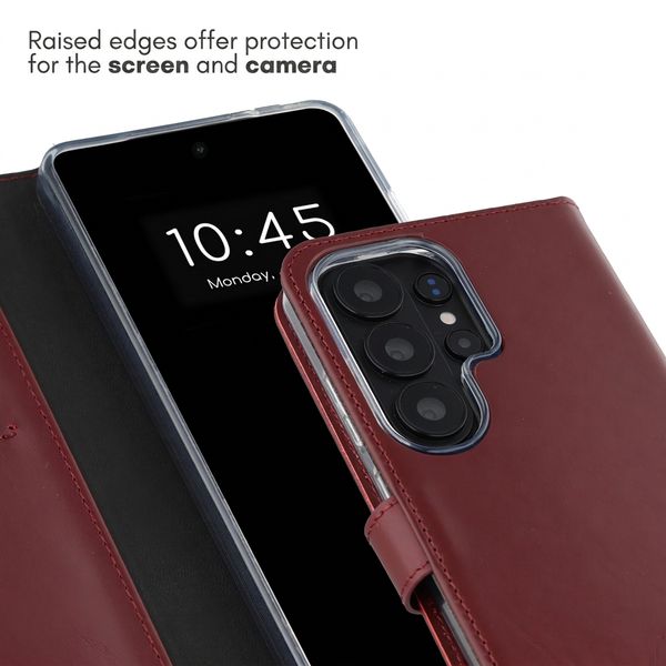 Selencia Genuine Leather Book Case Samsung Galaxy S26 Ultra - Burgundy