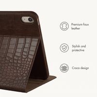 Selencia Croco Bookcase Apple iPad 11 (2025) 11 inch A16 / iPad 10 (2022) 10.9 inch - Choco Brown