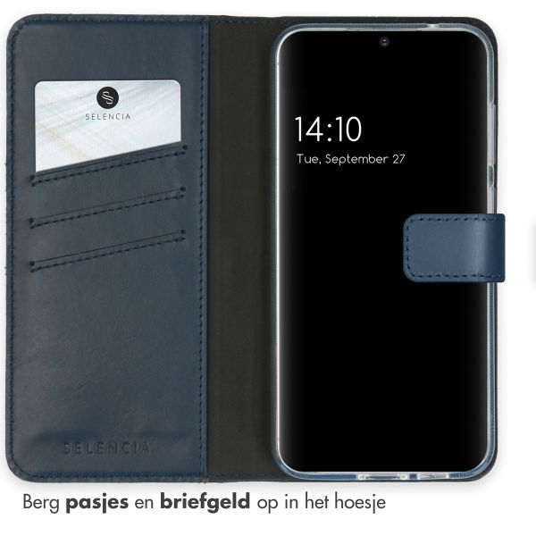 Selencia Echt Leren Bookcase Samsung Galaxy S23 FE - Blauw