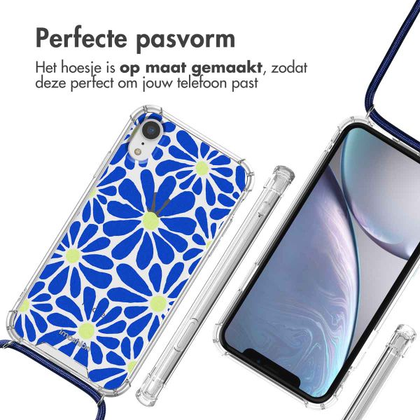imoshion Design hoesje met koord Apple iPhone Xr - Cobalt Blue Flowers Connect