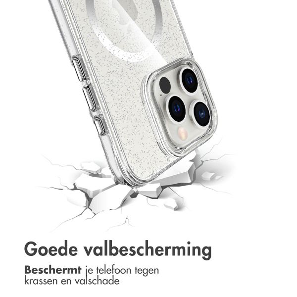 imoshion Clear Glitter Backcover met MagSafe Apple iPhone 16 Pro Max - Zilver