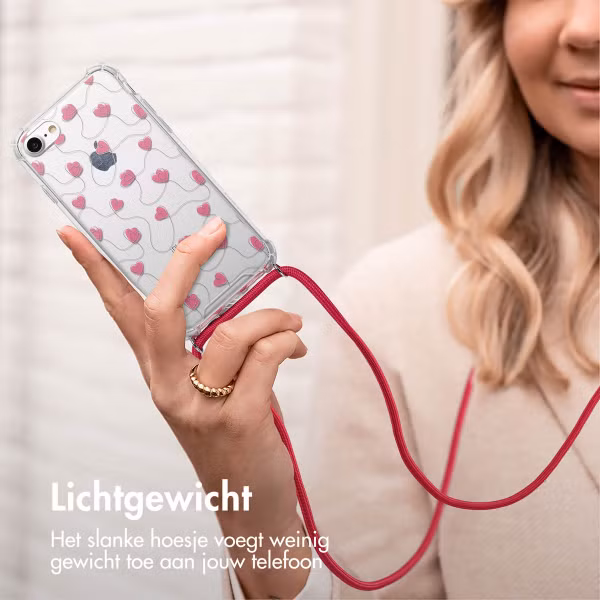 imoshion Design hoesje met koord Apple iPhone SE (2022 / 2020) / 8 / 7 - Dusty Rose Connected Hearts