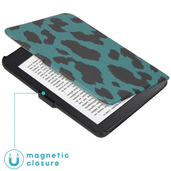 imoshion Design Slim Hard Case Sleepcover Kobo Clara 2E / Tolino Shine 4 - Green Leopard