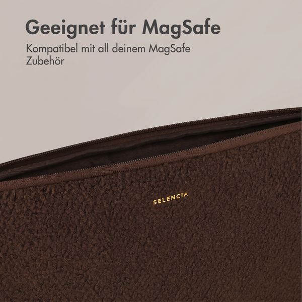 Selencia Teddy Laptop hoes 13-14 inch - Laptopsleeve - Choco Brown