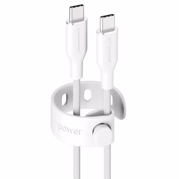 Empower by PanzerGlass Racing USB-C naar USB-C Oplaadkabel - 60W - 1,2 meter - Silver White