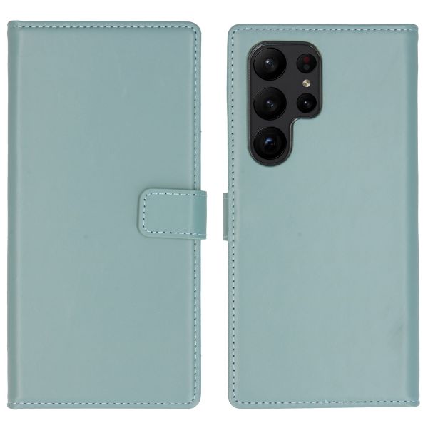 Selencia Echt Lederen Bookcase Samsung Galaxy S23 Ultra - Air Blue