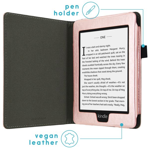 imoshion Vegan Leather Bookcase Amazon Kindle Paperwhite 4 - Rosé Goud