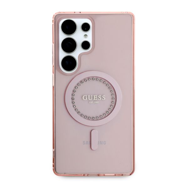 Guess MagSafe IML Rhinestones Case Samsung Galaxy S25 Ultra - Roze