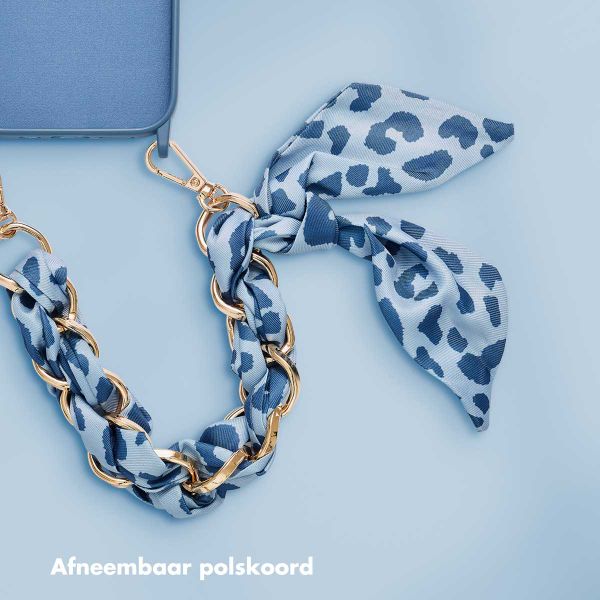 Selencia Backcover met luxe polskoord Apple iPhone 12 (Pro) - Blauw
