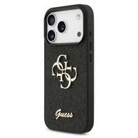 Guess 4G Metal Logo Glitter Backcover Apple iPhone 17 Pro - Zwart