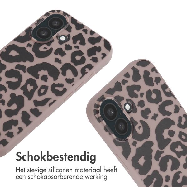 imoshion Siliconen design hoesje met koord iPhone 16 - Animal Pink