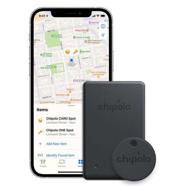 Chipolo Spot Bundle - Bluetooth tracker voor iOS - 1x tag & 1x card - Zwart