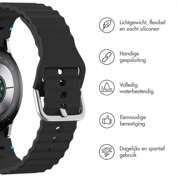 imoshion Wave Siliconenband Samsung Galaxy Watch 4 / 5 / 6 / 7 / FE (20 mm) - Zwart