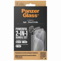 PanzerGlass 2 in 1 pack - Ultra-Wide Fit Anti-Bacterial Screenprotector incl. applicator + Camera Protector iPhone 15 Pro Max