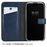 Selencia Genuine Leather Book Case Apple iPhone 16 - Blue