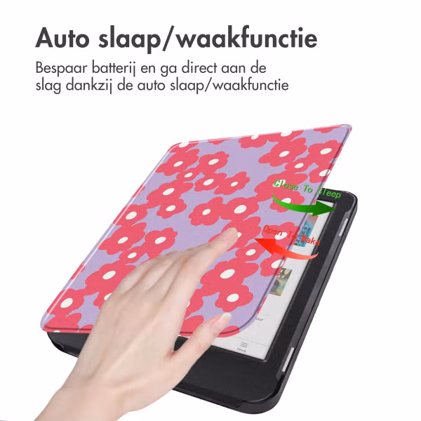 imoshion Design Slim Hard Case Bookcase Kobo Clara Colour / BW - Dusty Rose Blossom