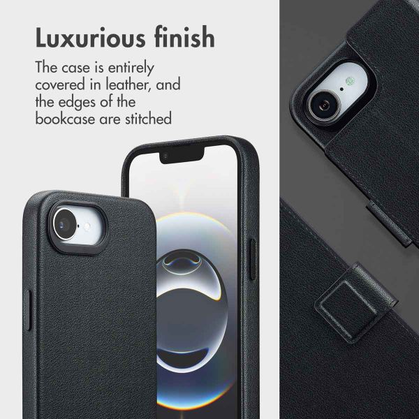 Accezz 2-in-1 Leather Bookcase with MagSafe Apple iPhone 17e / 16e - Onyx Black