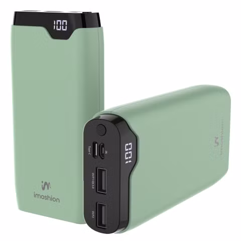 imoshion Powerbank 20.000 mAh - 22,5W Snellader - USB-C / USB-A - Groen