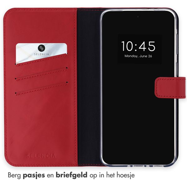 Selencia Echt Leren Bookcase Samsung Galaxy A37 (5G) - Rood