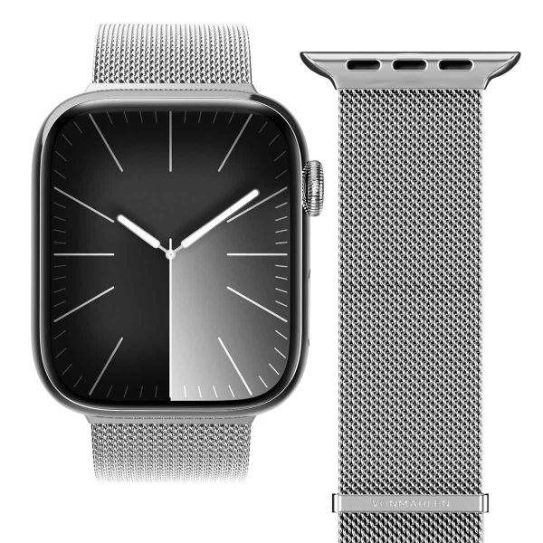 Vonmählen Milanese Loop 2 bandje Apple Watch | 44/45/46/49 mm - Zilver