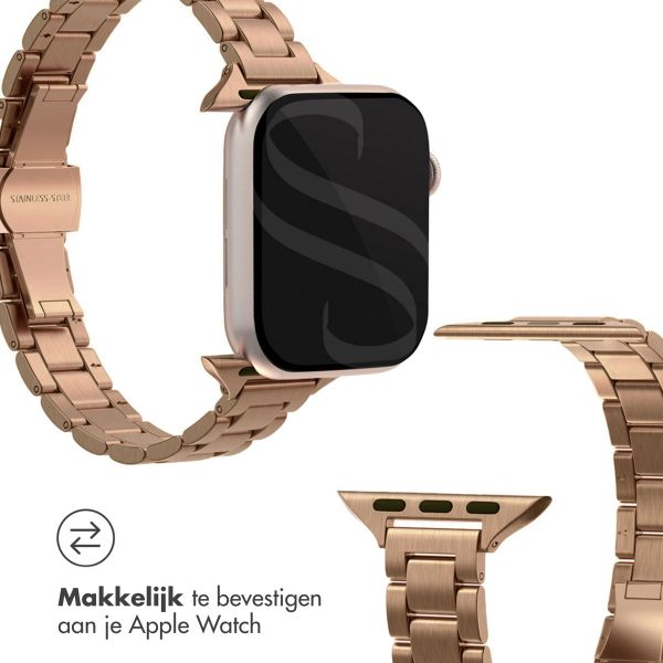 Selencia Slim Steel schakelbandje Apple Watch Series 1 t/m 9 / SE (38/40/41 mm) | Series 10 / 11 (42 mm) - Rosé Goud