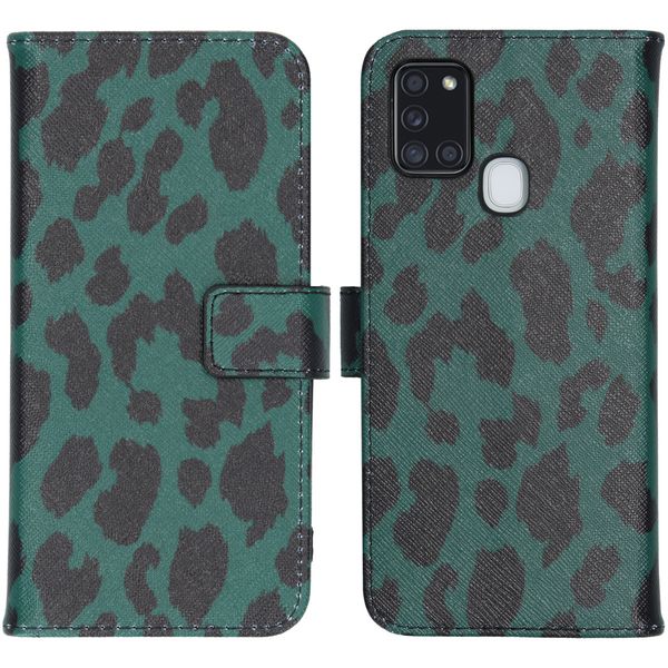 imoshion Design Softcase Bookcase Galaxy A21s - Green Leopard