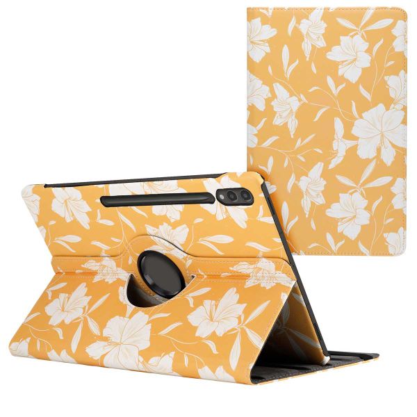 imoshion 360° Draaibare Design Bookcase Samsung Galaxy Tab S10 Ultra / Tab S9 Ultra - Yellow Flowers