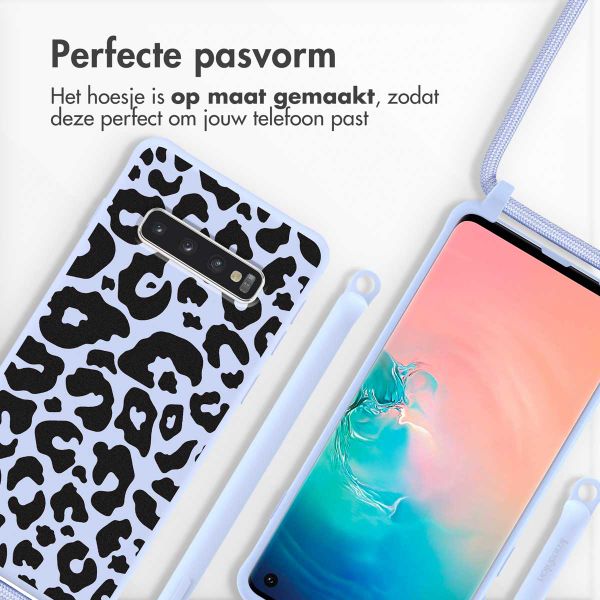 imoshion Siliconen design hoesje met koord Samsung Galaxy S10 - Animal Lila