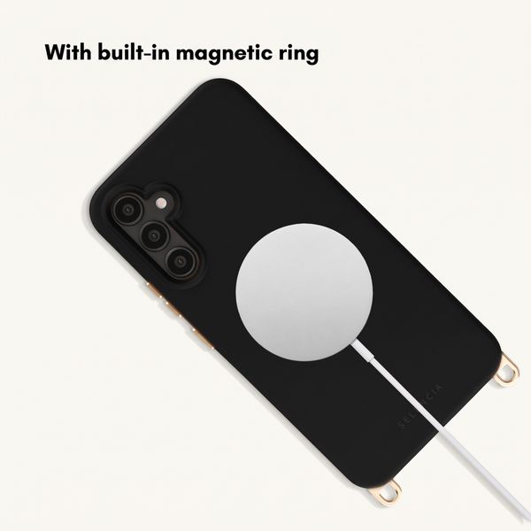 Selencia Rivièra MagSafe Case with detachable hooks Samsung Galaxy A34 (5G) - Velvet Black