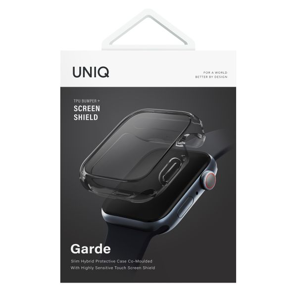 Uniq Garde Hybrid Watch Case met screenprotector Apple Watch 7-9 - 41 mm - Smoked (Tinted Grey)